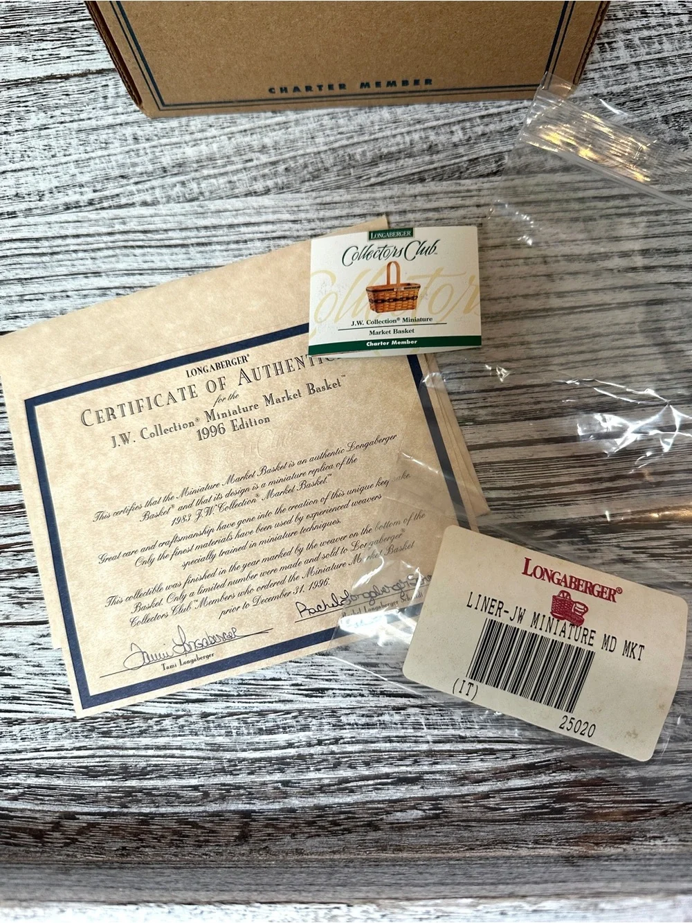 Longaberger JW Collection Miniature Market Basket 1996 Edition - many signatures